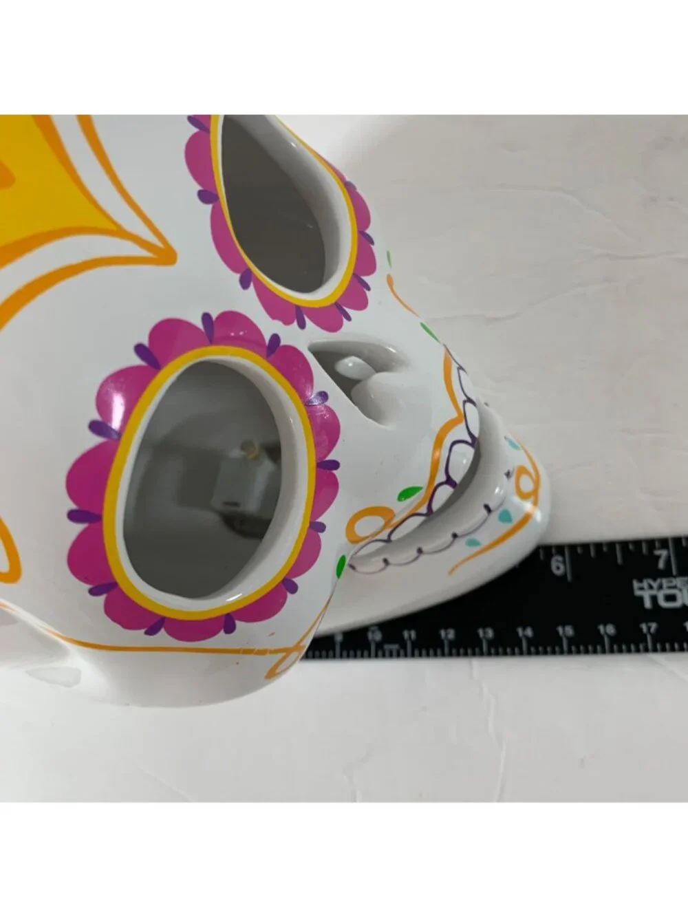 Halloween Sugar Skull Light Up Ceramic Day Of The Dead Calavera Decor Lamp
